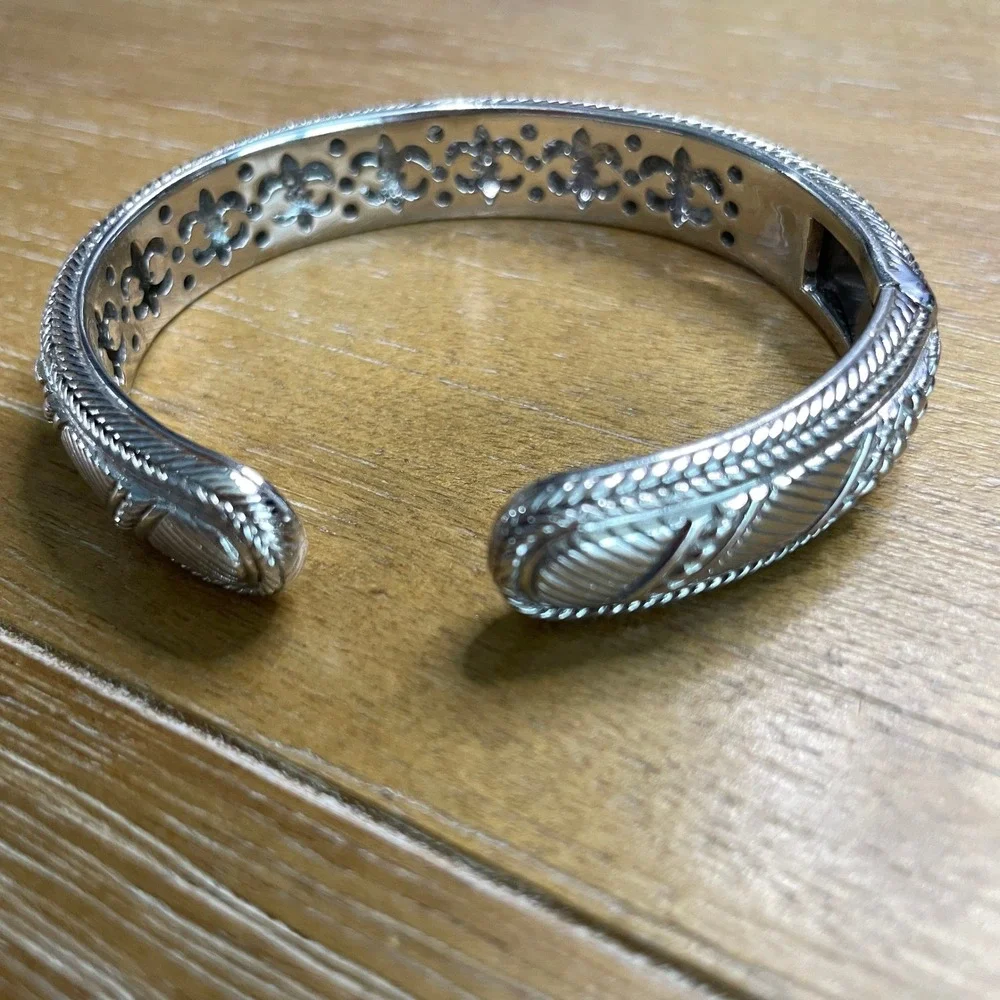 Judith Ripka Sterling Silver Women Cuff Bracelet CZ Hinge